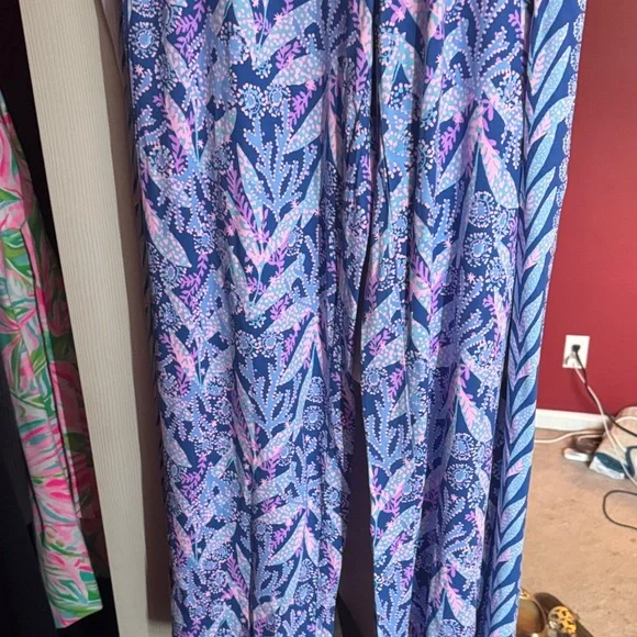 Lilly Pulitzer Blue and Pink Wide Leg Pants - Picture 2 of 3